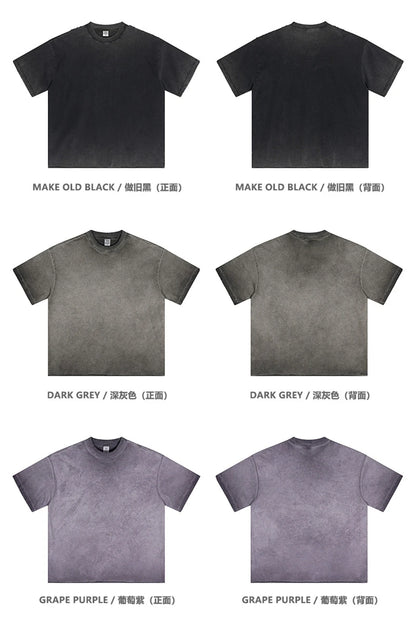 ZODF Fashion 2024 250gsm Washed Distressed T-Shirts For Men Unisex Women Retro Cotton Relax Fit T Shirt Brand Tees HY0838