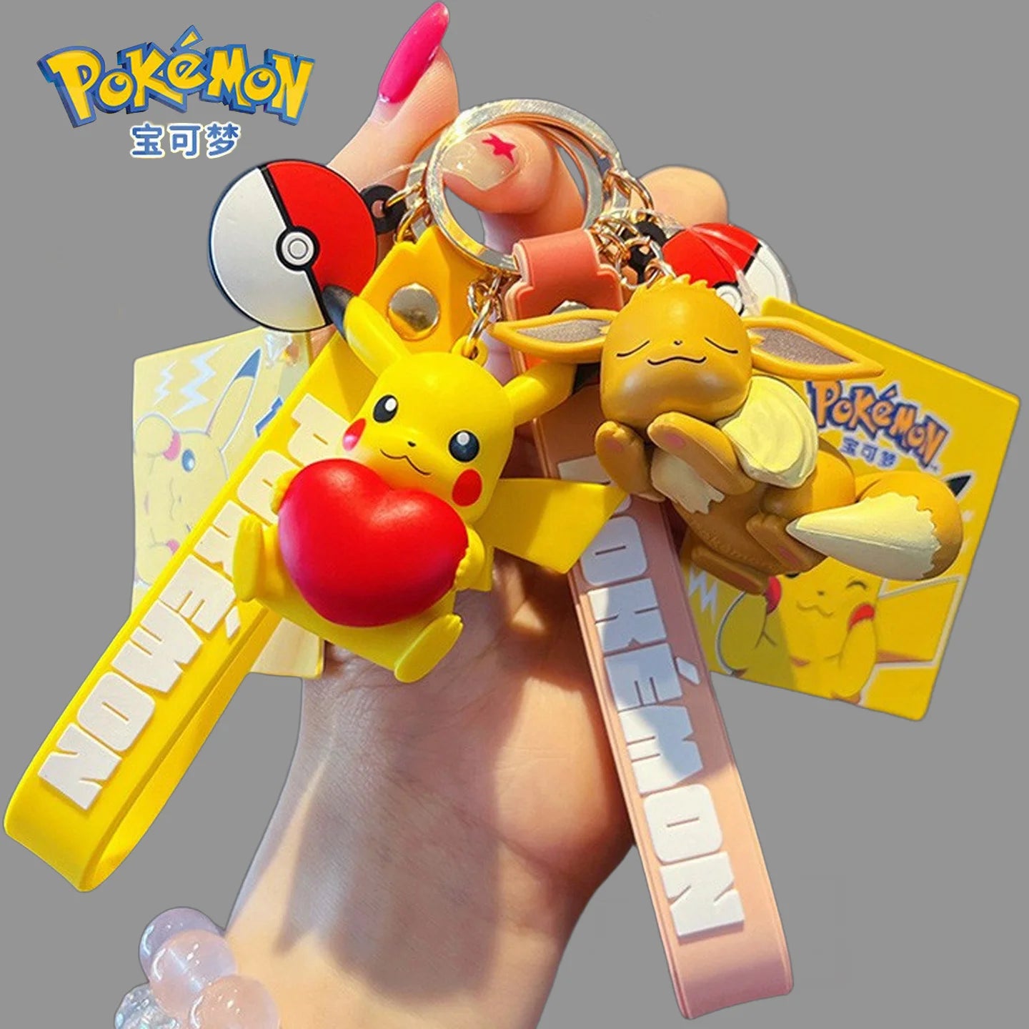 Genuine Pokemon Keychain Pikachu Eevee Pichu Mimikyu Togedemaru PVC Anime Action Figure Kids Toy Keyring Pendant Birthday Gift