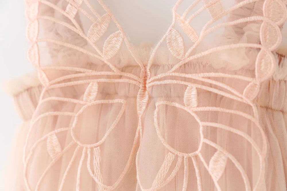 Girl Clothes 2024 Summer Princess Dresses Orange Sleeveless Dress Korean Kids Dress Butterfly Party Holiday Dresses for Children