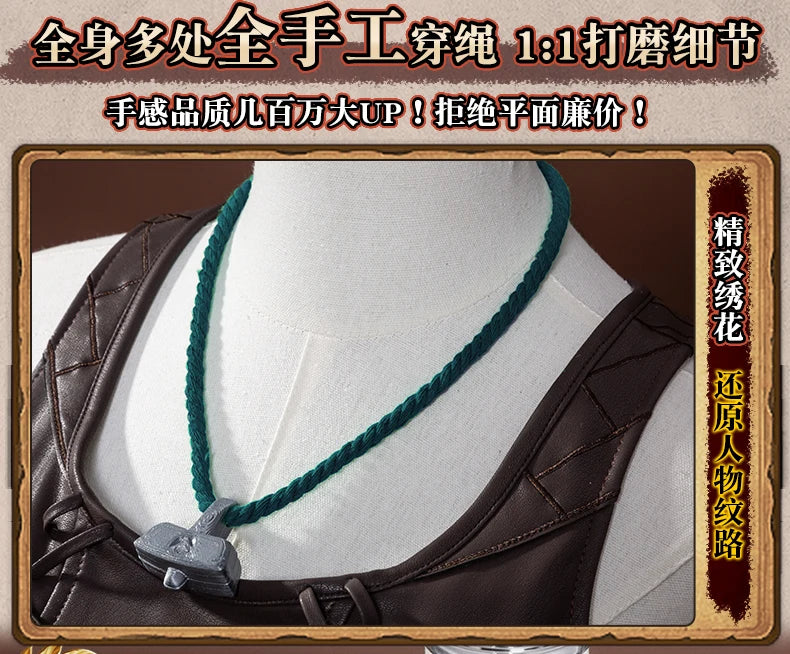 Identity V Archer Cosplay Costume Wig Brynhildr Vilulf Uniform Glasses Eye Patch Halloween Party for Women Girls Carnival Props