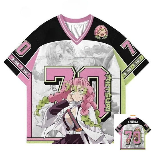 Demon Slayer Kanroji Mitsuri Anime Series Number 70 Jersey Oversize Kpop Baseball Hockey Outfit T-shirt Daily Unisex Tops Tees