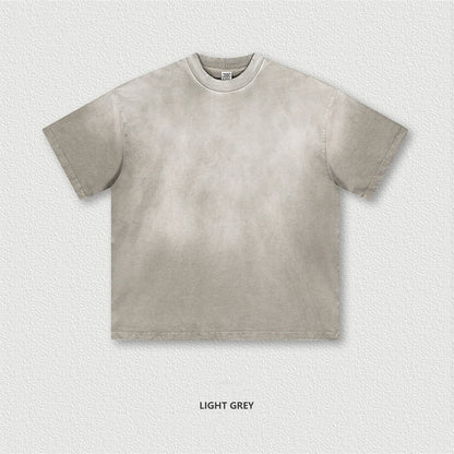 ZODF 2024 Summer Men Washed Gradient T-Shirts Unisex Women Distressed 250gsm Cotton T Shirt Brand Tees Streetwears HY0814