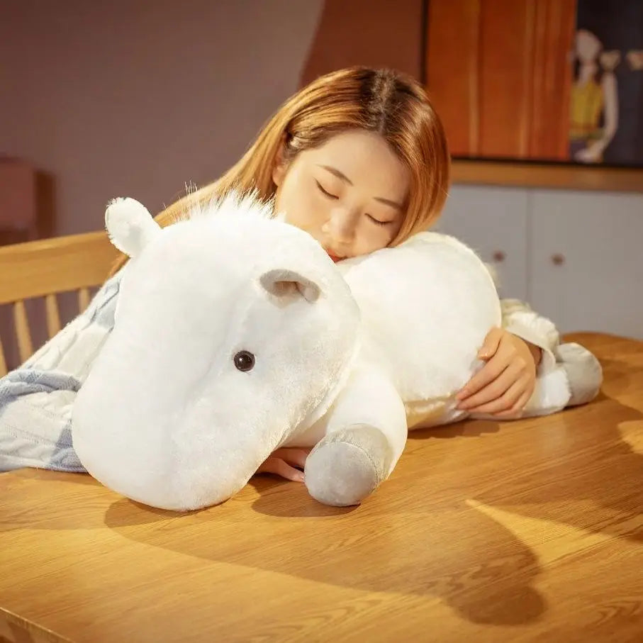 1 piece 55/70cm Soft BIg Round Head Horse Plush Toy Stuffed Pure White Horse Throw Pillow Stuffed Likelike Animals For Boy Gift