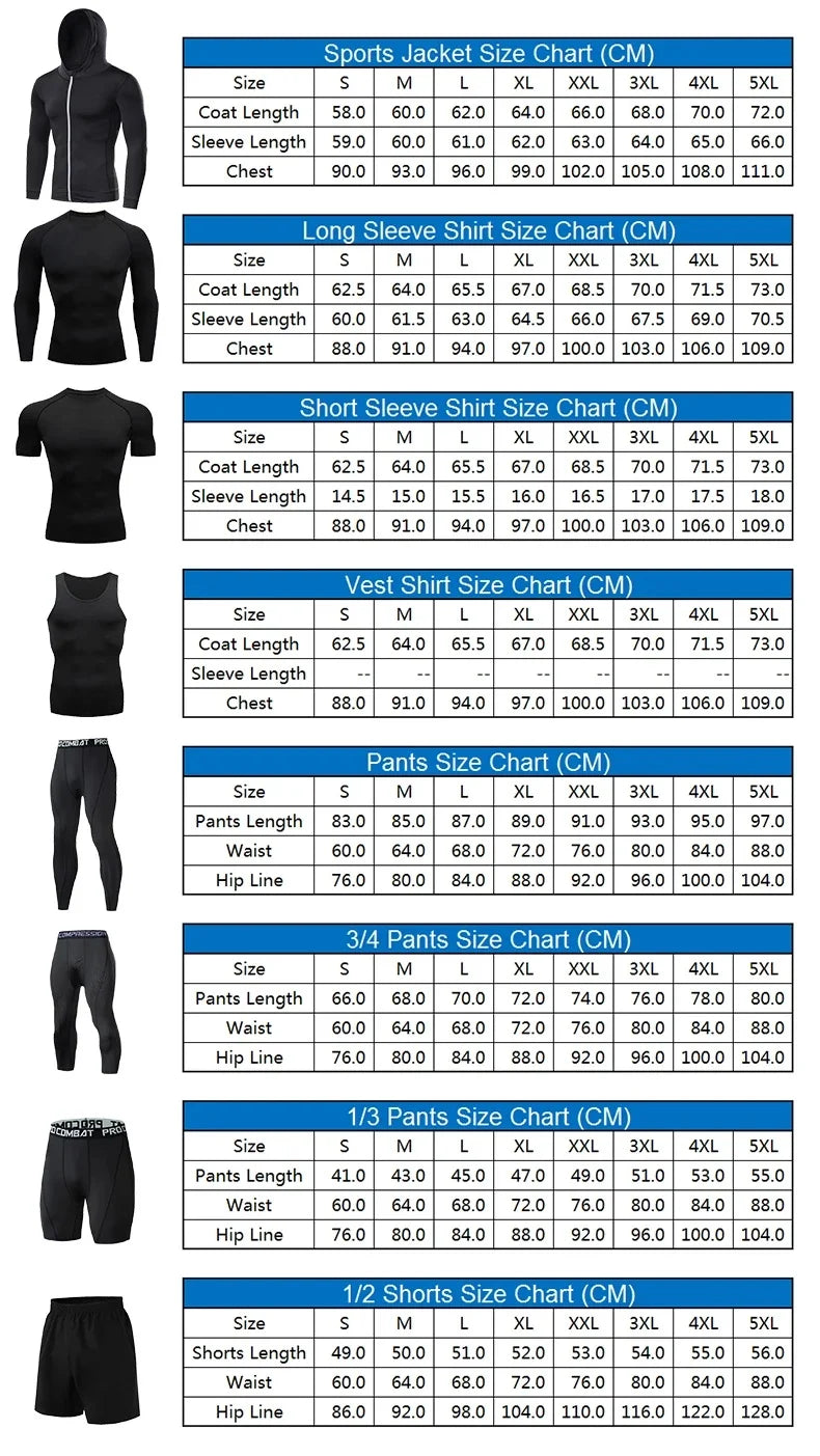 Men Sportswear Compression Quick Dry Running Sets Joggers Training Gym Fitness Tracksuits