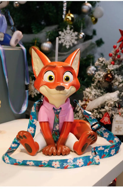 【HOT】Zootopia 2 Disney Movie Shaped Water Cup Nick Judy Cartoon Styled Cups With Crossbody Strap Kawaii Birthday Girl Boy Gifts