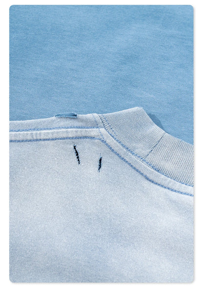 ZODF Summer High Street Printing T-Shirts For Men Unisex Retro Washed 250gsm Ripped Cotton T Shirt Brand Tops HY0858