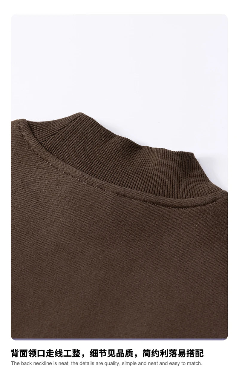 ZODF New Winter Man 345gsm Loose Fit Fleece Sweatshirt Unisex Cusual Boxy Warm Half Turtleneck Pullovers HY1181