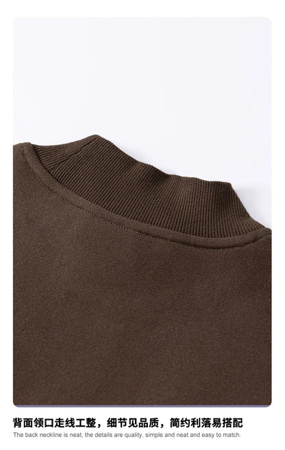 ZODF New Winter Man 345gsm Loose Fit Fleece Sweatshirt Unisex Cusual Boxy Warm Half Turtleneck Pullovers HY1181