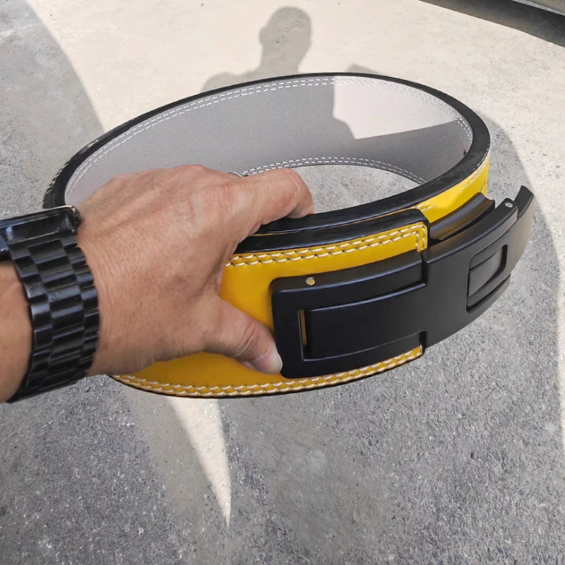 Weightlifting Belt Cowhide Leather Lever Buckle Waist Support for Powerlifting Squat Deadlift Gym Training