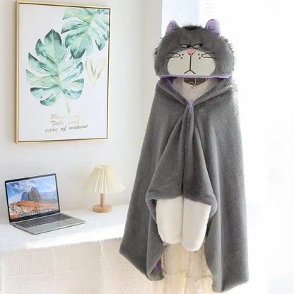 Cartoon Cute Lucifer Hooded Cloak Blanket Office Dormitory Autumn Winter Warm Animal Cloak Nap Blanket Practical Exquisite Gift