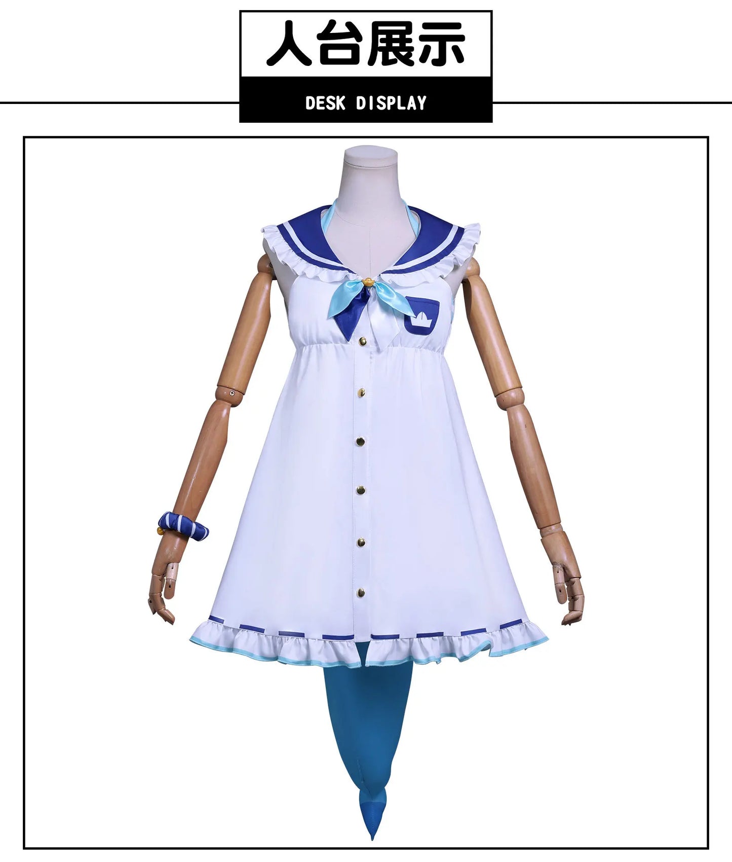 VTuber Sameko Saba Cosplay Costume Wig Dress Outfit Ears Headwear Uniform Festival Halloween Party for Women Girls Carnival Prop