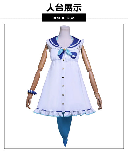 VTuber Sameko Saba Cosplay Costume Wig Dress Outfit Ears Headwear Uniform Festival Halloween Party for Women Girls Carnival Prop
