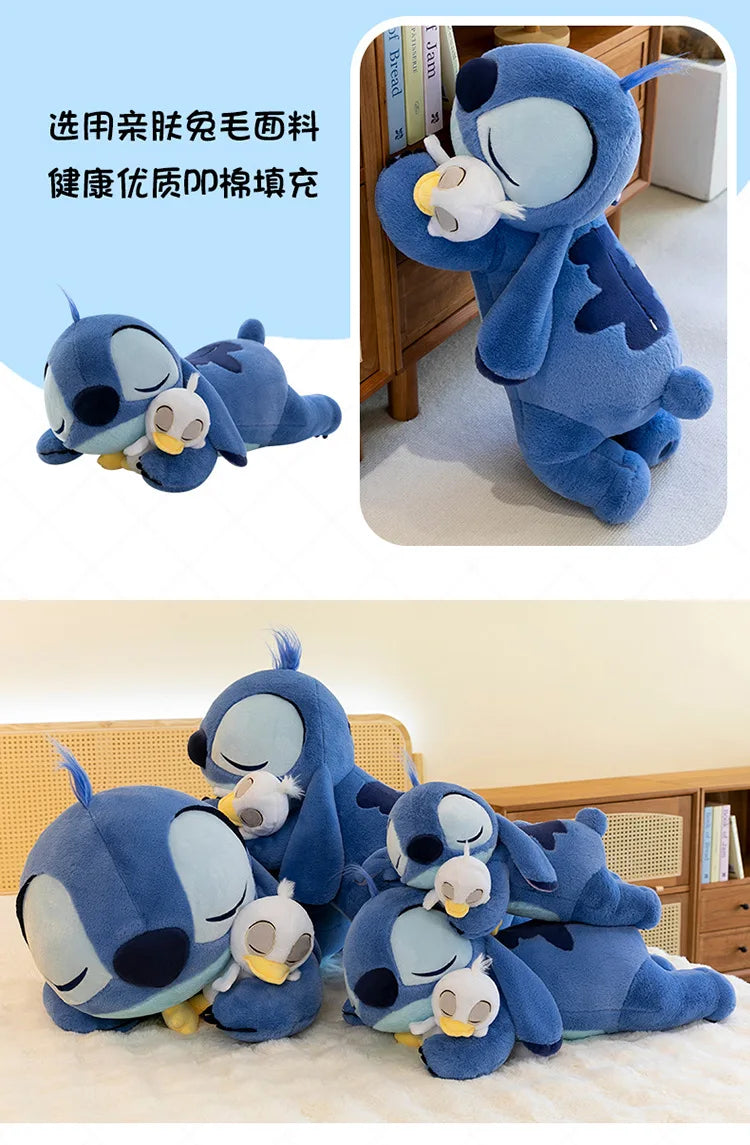 120cm Large Big Size Disney Stitch Holding Duck Anime Plush Stuffed Doll Room Plushies Pillow Ornaments Children's Holiday Gifts