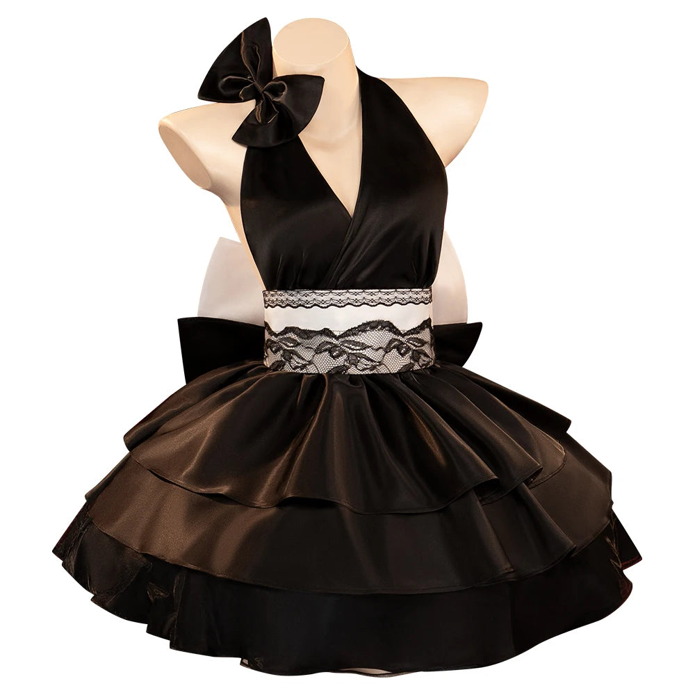 Lukaa Cosplay Costume DokiDoki-R Women Cute Black Full Dress Lukaa Cosplay Headphone Butterfly Female Cosplay