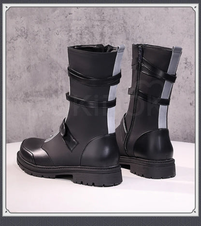IN STOCK Rover Qiuyuan Cosplay Shoes Game Wuthering Waves DokiDoki-SR Black Leather Shoes Rover Cosplay Men Christmas Long Boots