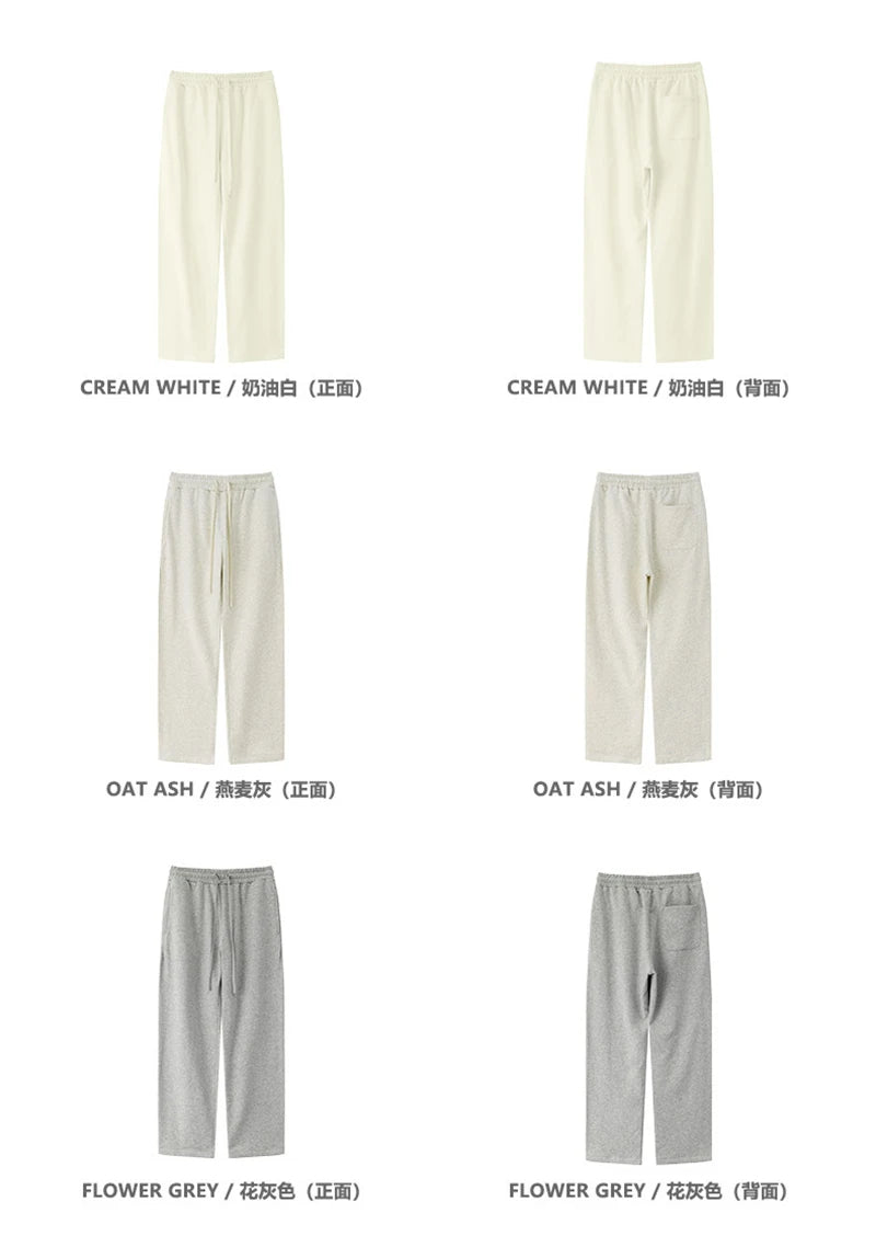 ZODF Trendy Autumn Men 360gsm Solid Straight Pants Unisex Basic Loose Terry Sweatpants Trousers HY0950