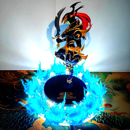 Anime Yu-Gi-Oh! Official Card Black Luster Soldier Blue Fire Led Effect Action Figure Toy DIY Lamp PVC Model Animation Figurine
