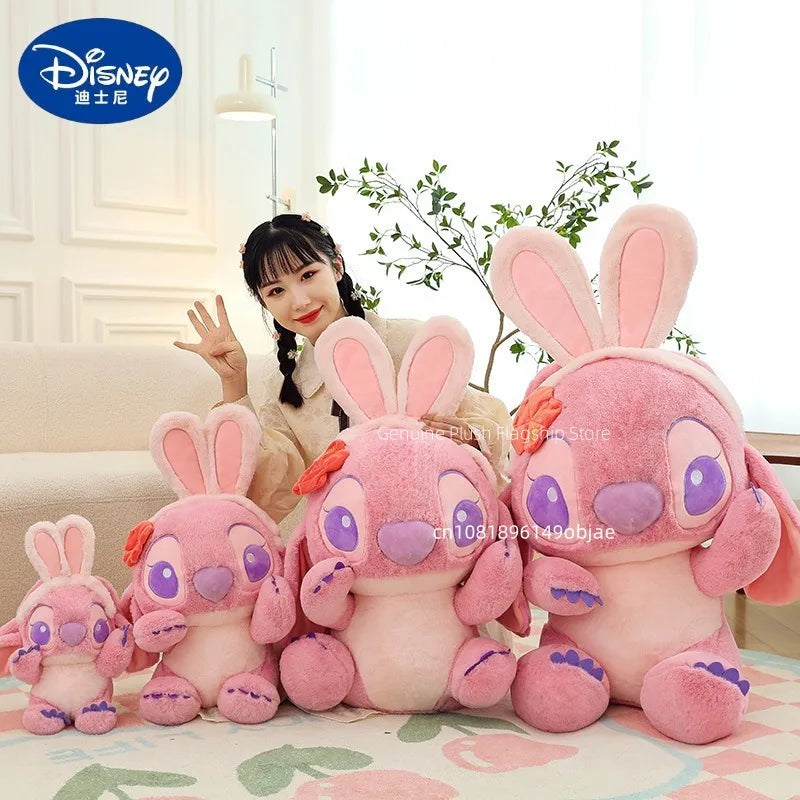 40/56/76cm Big Size Disney Stitch Angel Transformed Into A Rabbit Anime Plush Stuffed Doll Room Plushies Pillow Ornaments Gifts