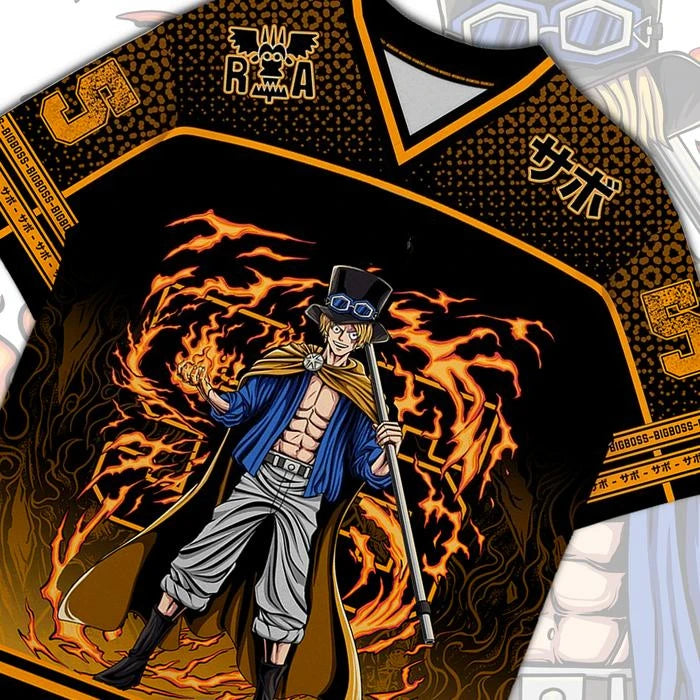 55 Jersey One Piece Sabo Anime Y2k Korean Style Kpop Baseball Hockey T-shirt Fashion Streetwear Anime Daily Unisex Tops Tees
