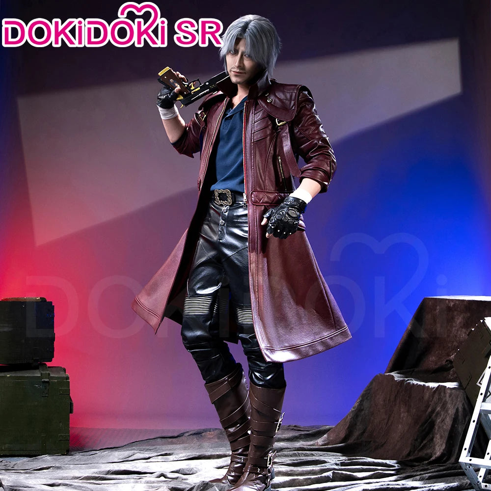 IN STOCK Dante Cosplay Costume Anime【S-3XL】DokiDoki-SR Men Hunter Coat Halloween Dante Red Jacket Cosplay Plus Size