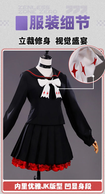 Zenless Zone Zero Ukinami Yuzuha Cosplay Costume Wig Skirt Sweater Uniform Backpack Headwear Spook Shack Halloween Party Women