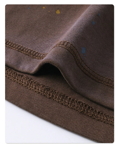 ZODF 2025 Summer 325gsm Monkey Washed Cotton Shorts For Men Unisex Retro High Street Loose Fit Paint Shorts Streetwears HY1064