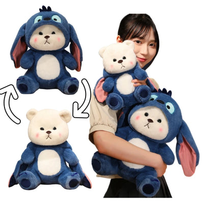 Big Size Cute Bear Turn Into Stitch Cuddly Cushion Lovely Stuffed Anime Throw Pillow Sofa Bed Home Decor Plushies Xmas Gifts
