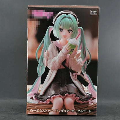 15cm Hatsune Miku Anime Figure Autumn Date Miku Action Figure Kawaii Girl Noodle Stopper Figurine Computer Case Ornaments Model
