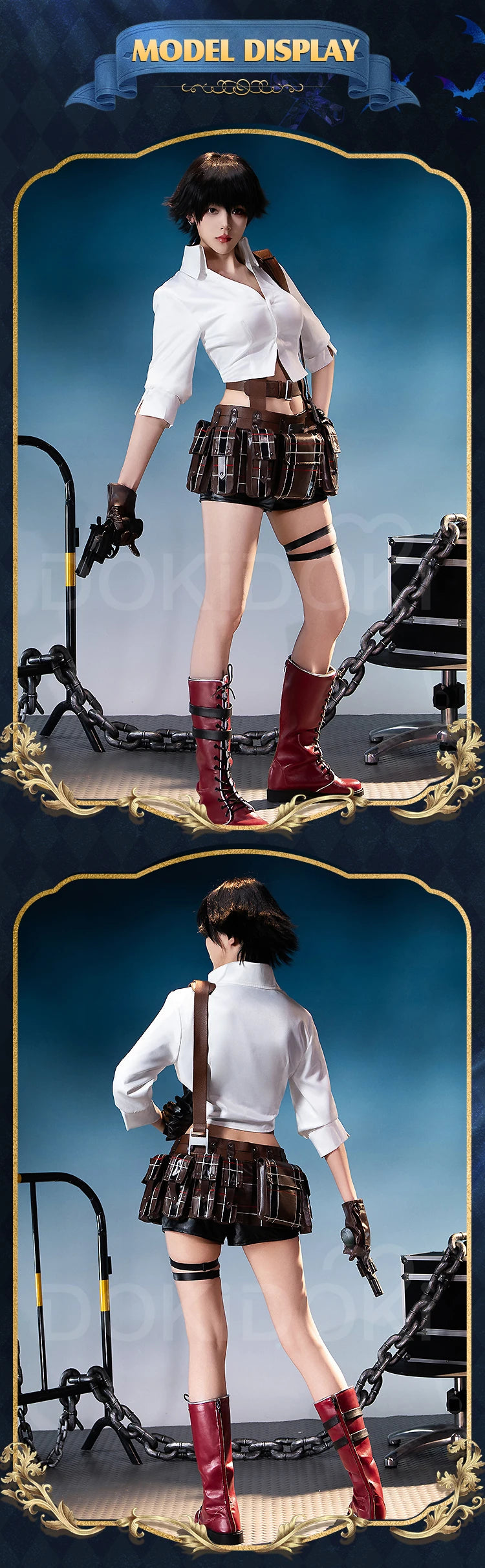 IN STOCK Lady Cosplay Costume Game【S-2XL】DokiDoki-R Women White Suit Halloween Cosplay Lady Costume Plus Size