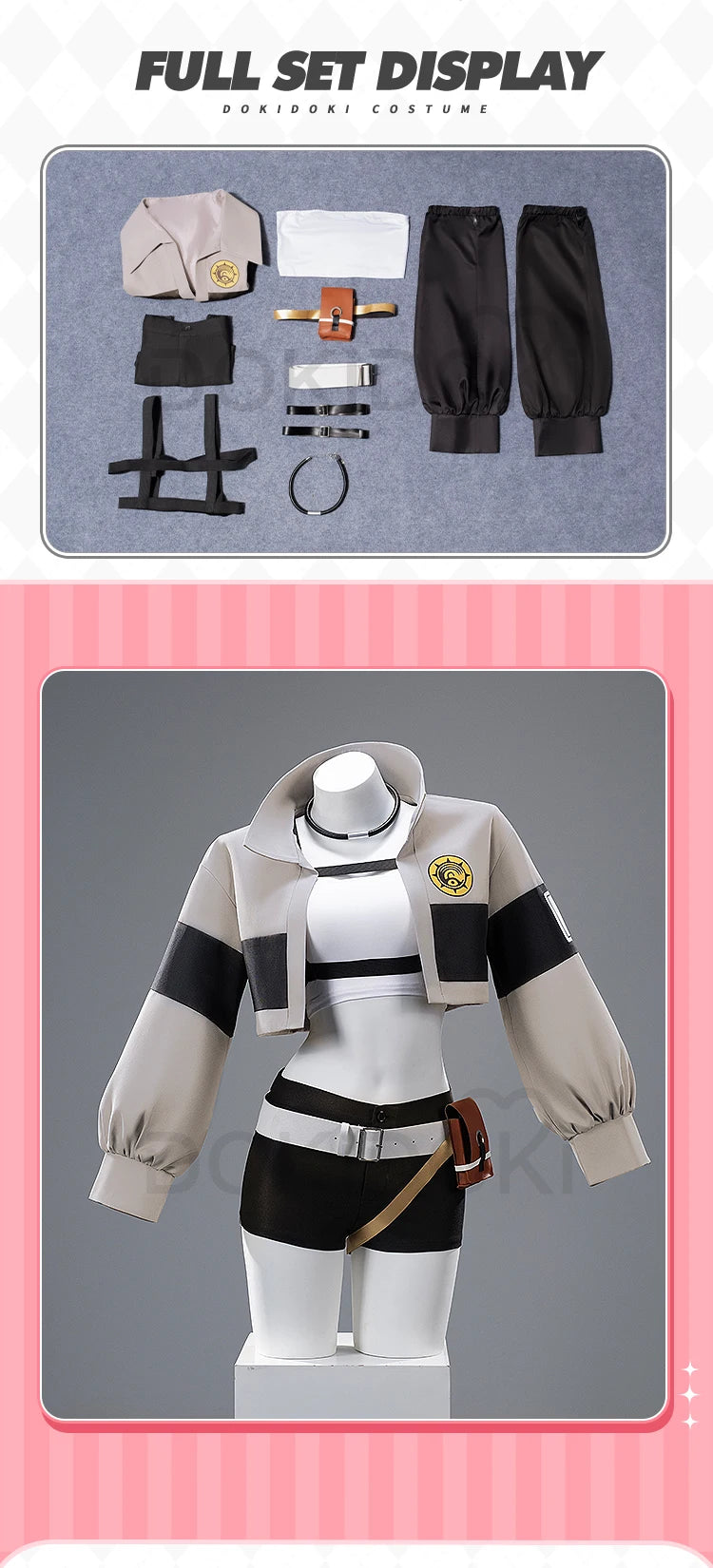 IN STOCK Reaper Riyo Cosplay Costume Anime Gachiakuta DokiDoki-N Halloween Grey Costume Women Li Glaze  Riyou Cosplay Wig Choker