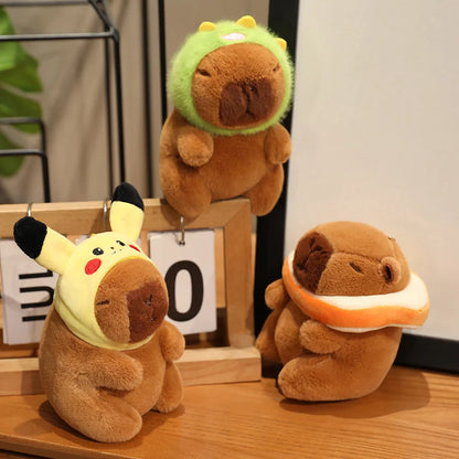 Capybara Soft Doll Cute Stuffed Capibara Anime With Pikachu Stitch Kuromi Hat Toy Kawaii Plushie Xmas Gift for Girl Friend