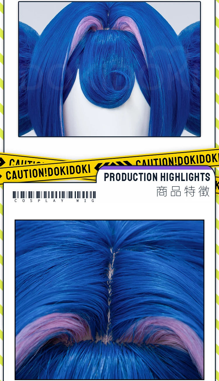 IN STOCK Guinevere Olivia Wig Anime Cosplay DokiDoki Blue Hair Knights Cosplay Double Buns Hight Heat Resistant Free Wig Cap