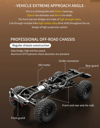 1/10 RC Car HB RTR R1011 Remote Control Vehicle 2.4G Full Proportional Rock Crawler LED Light 4WD Off-Road Climbing Truck Toys