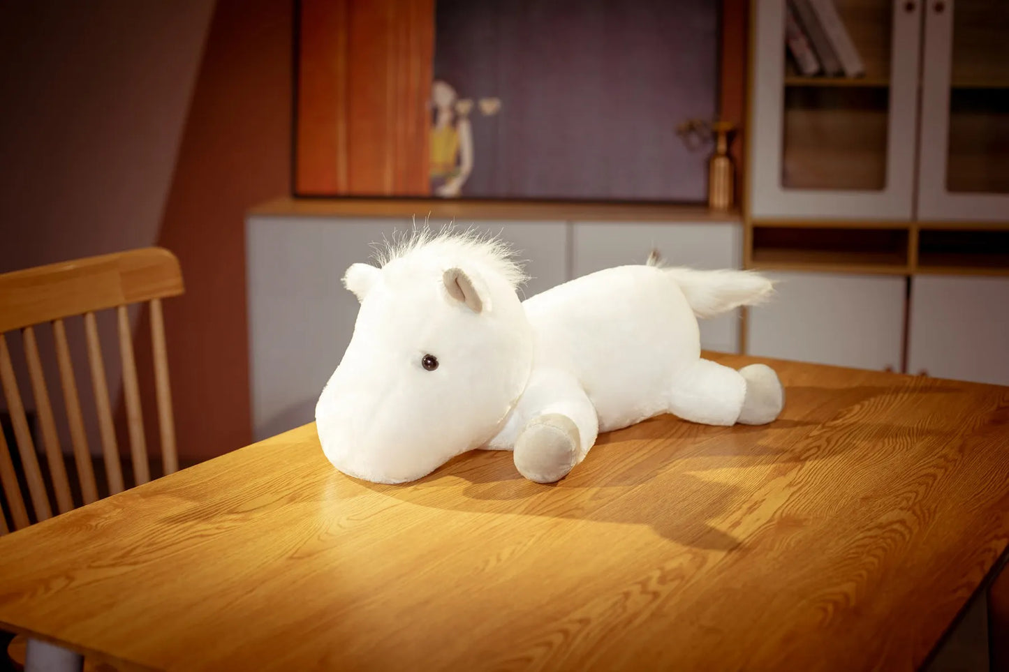 1 piece 55/70cm Soft BIg Round Head Horse Plush Toy Stuffed Pure White Horse Throw Pillow Stuffed Likelike Animals For Boy Gift