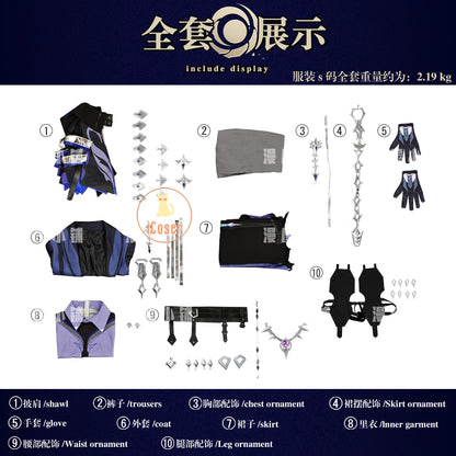 Genshin Impact Kyryll Chudomirovich Flins Cosplay Costume Wig Uniform Cloak Outfit Halloween Party for Women Men Props Carnival