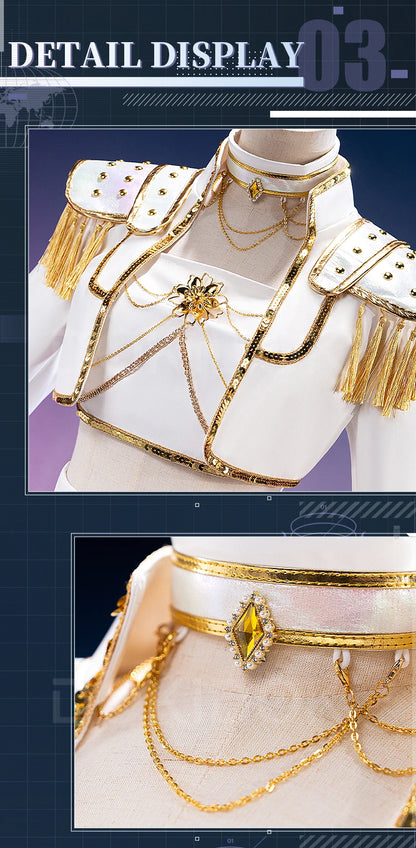 【Last Batch】IN STOCK Rumii Zoeyi Miraa Cosplay Costume【XS-3XL】DokiDoki-N Women White Suit Golden Rumii Cosplay Plus Size