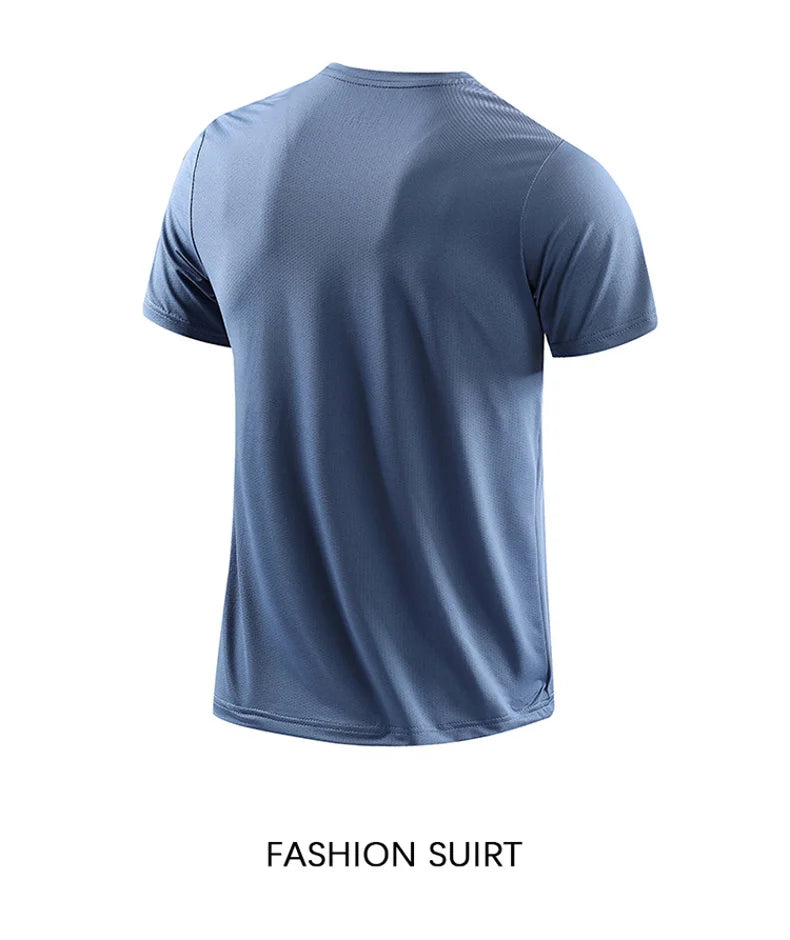 Chrlck Men’s Quick Drying Breathable Running T-Shirt Soft Elastic Outdoor Sports Shirt Summer