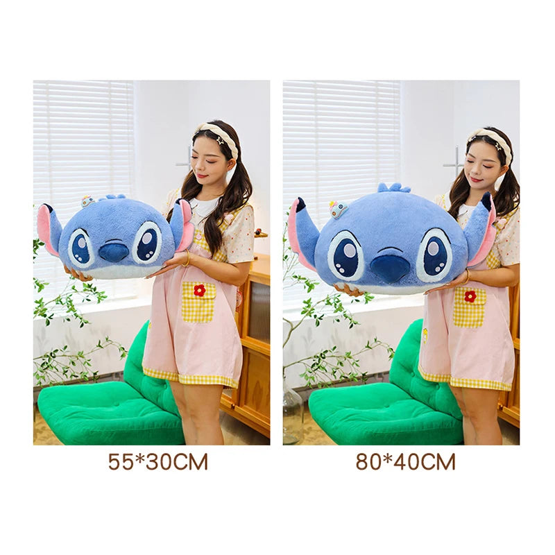 55/80cm Disney Lilo and Stitch Pillow Plush Toy Cartoon Anime Stuffed Kawaii Scrump Stich Doll Plushie Kids Birthday Xmas Gifts