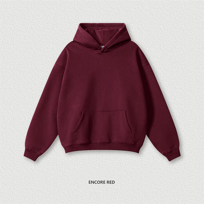 ZODF New 2024 Autumn Winter Men 345gsm Fleece Hoodies Unisex Women Relax Fit Warm Solid Hooded Pullovers Sweatshirts HY0863