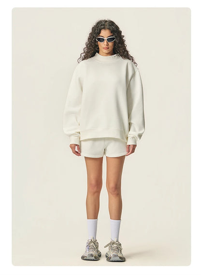 ZODF 2025 Winter Women 350gsm Warm Fleece Sweatshirts Girls Female Hip Hop Half Turtleneck Pullovers Brand Clothing HY056