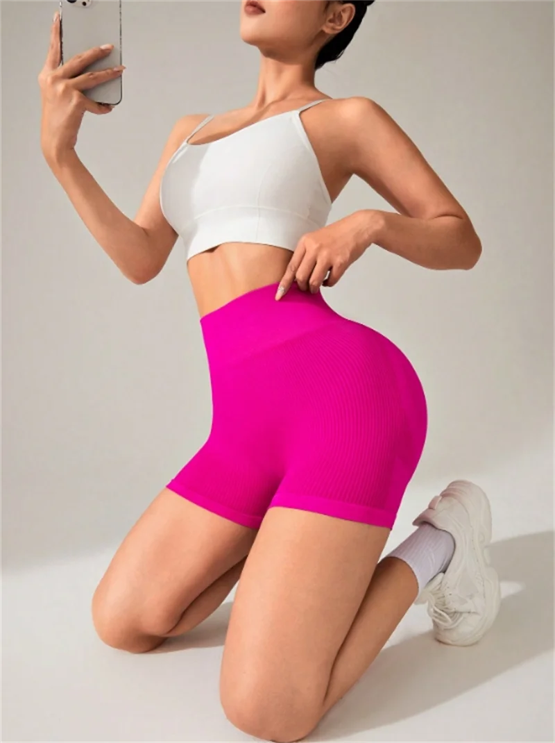 The Codex Women’s Slim Fit High Waist Seamless Hip Lifting Yoga Shorts Tight Knit Sports and Fitness Pants