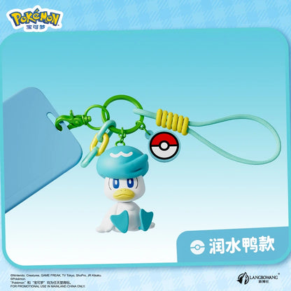 Genuine Pokemon Keychain Pikachu Gengar Sylveon Sprigatito Quaxly Fuecoco Anime Action Figure Toy Keyring Fragrance Pendant Gift