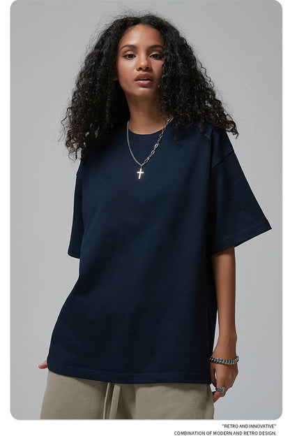 ZODF New Spring Summer Men 305gsm Cotton T Shirts Unisex Heavy Weight Oversized FG Noshrink Basic Solid T-Shirt Tees HY0165