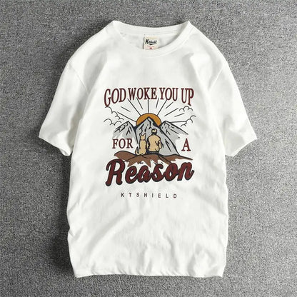 Summer New American Retro Short-sleeved O-neck Letter Printed T-shirt Men's Fashion Simple 100% Cotton Washed Casual Sport Tops