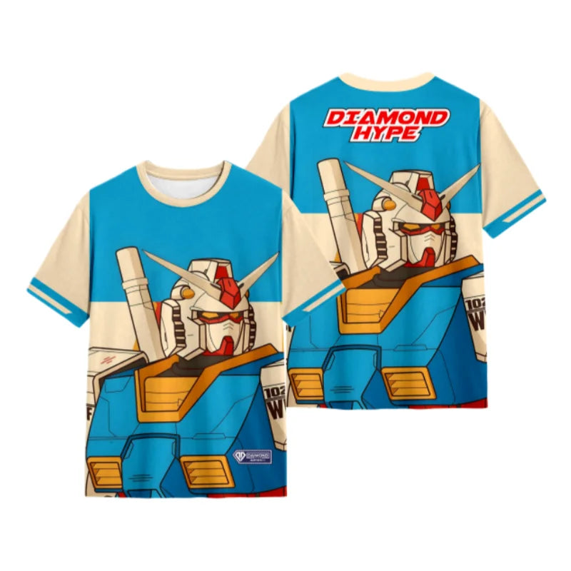 Fashion Jersey Gundam RX78 Anime Mecha Korean Style Kpop Baseball Hockey T-shirt Fashion Streetwear Anime Daily Unisex Tops Tees