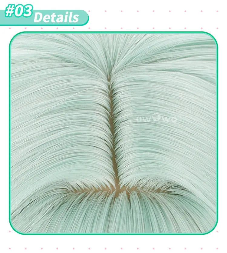 UWOWO V Singerr Mikku Cute Bunny Women Cosplay Wig With Ponytails Light Green Hair 45CM