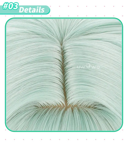 UWOWO V Singerr Mikku Cute Bunny Women Cosplay Wig With Ponytails Light Green Hair 45CM