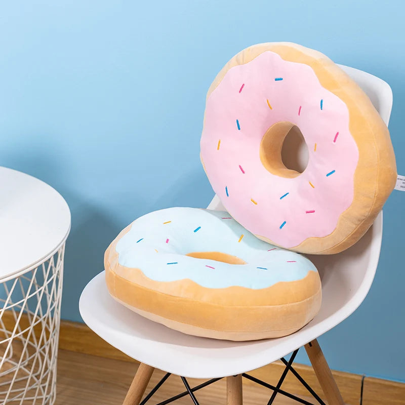 ZU 38cm Sweet Buns Donut Soft Toy Stuffed Cream Doughnut Plush Pillow Simulation Food Sofa Chair Cushion Kids Girl Gift