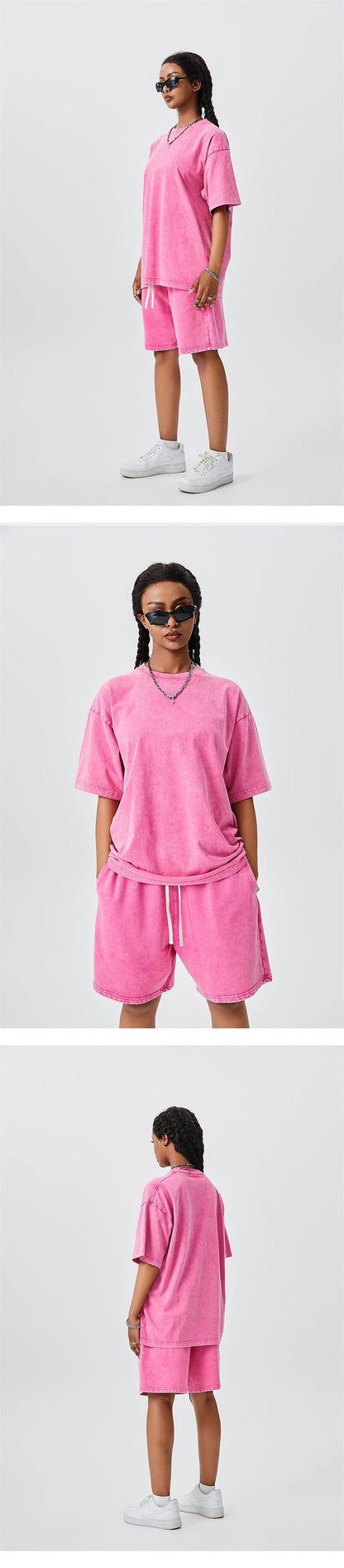 ZODF Men's Summer Batik Washed 250gsm T Shirts Retro Vintage Unisex Basic Loose Solid Cotton T-Shirt Brand Tops 2024 New HY0753