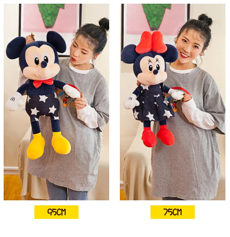Disney 95cm Plush Star Mickey Minnie Toy Large Couple Mickey Mouse Pillow Kids Stuffed Doll Birthday Xmas Gift for Children